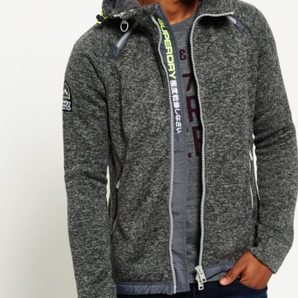 Superdry Men's Sz S Storm Double Ziphoodie Grey Soft Lining
